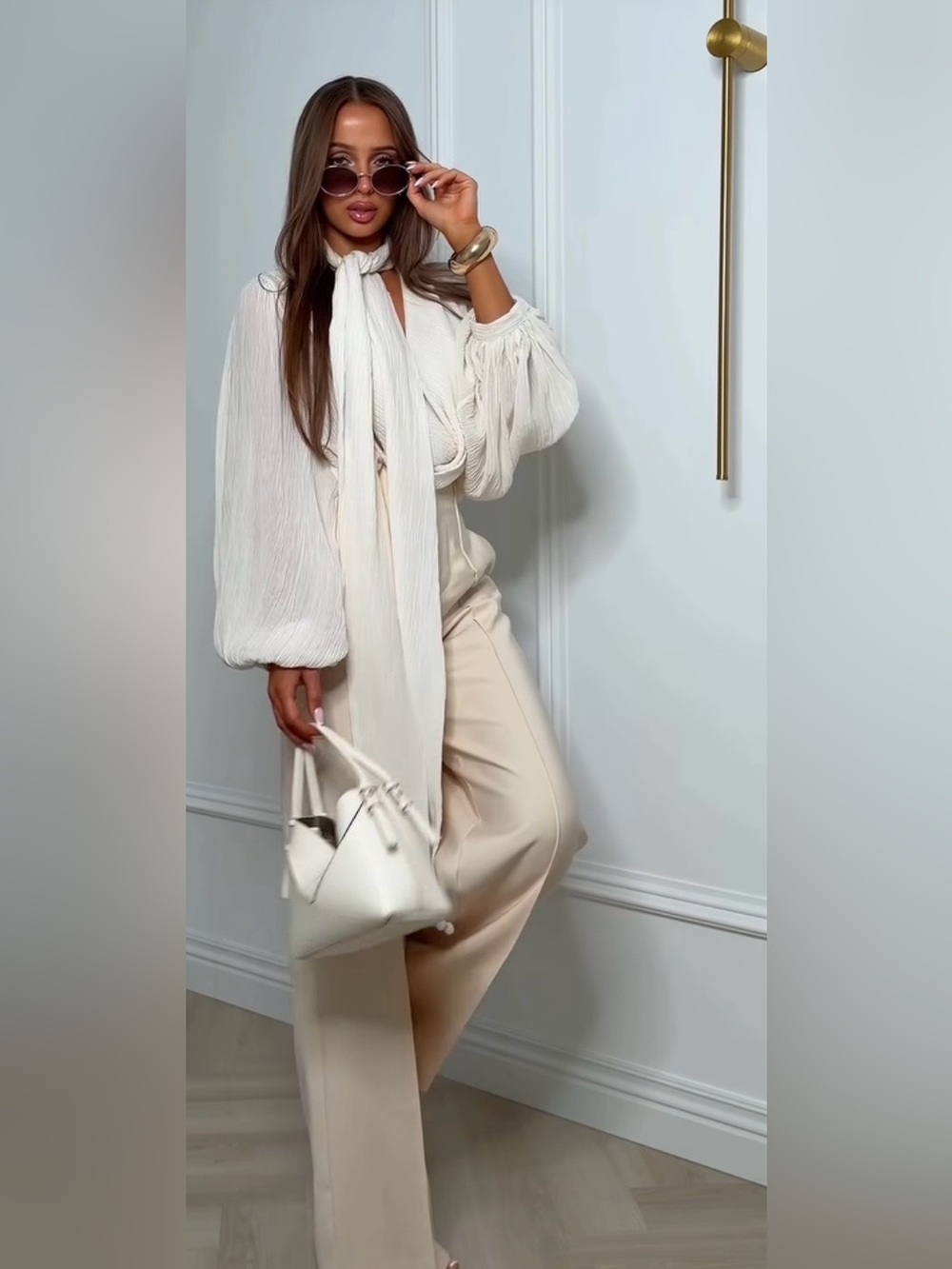 ZARA ZW COLLECTION TIE-NECK SHIRT